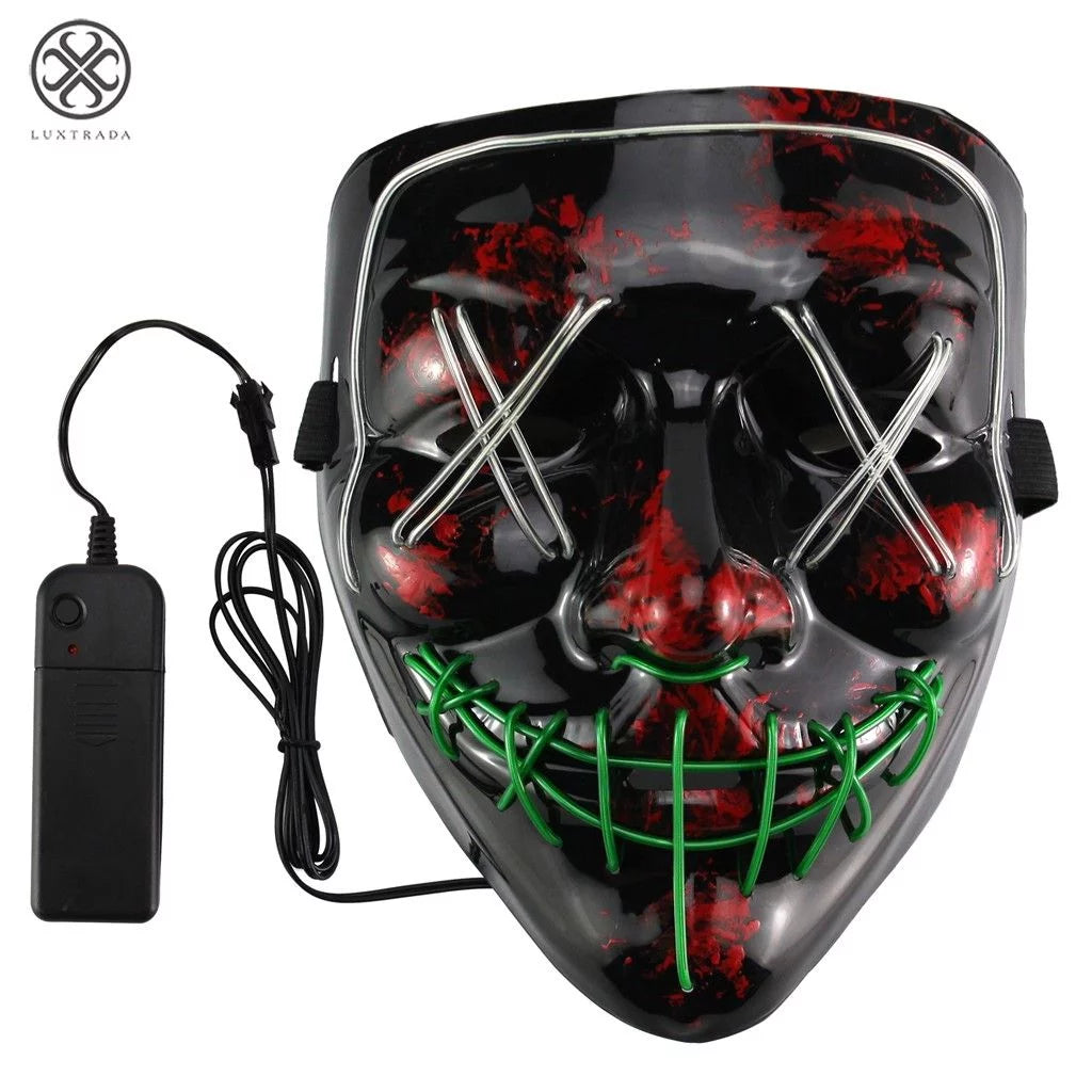 Clubbing Light up "Stitches" LED Mask Costume Halloween Rave Cosplay Party Xmas + AA Battery (Yellow&Purple)