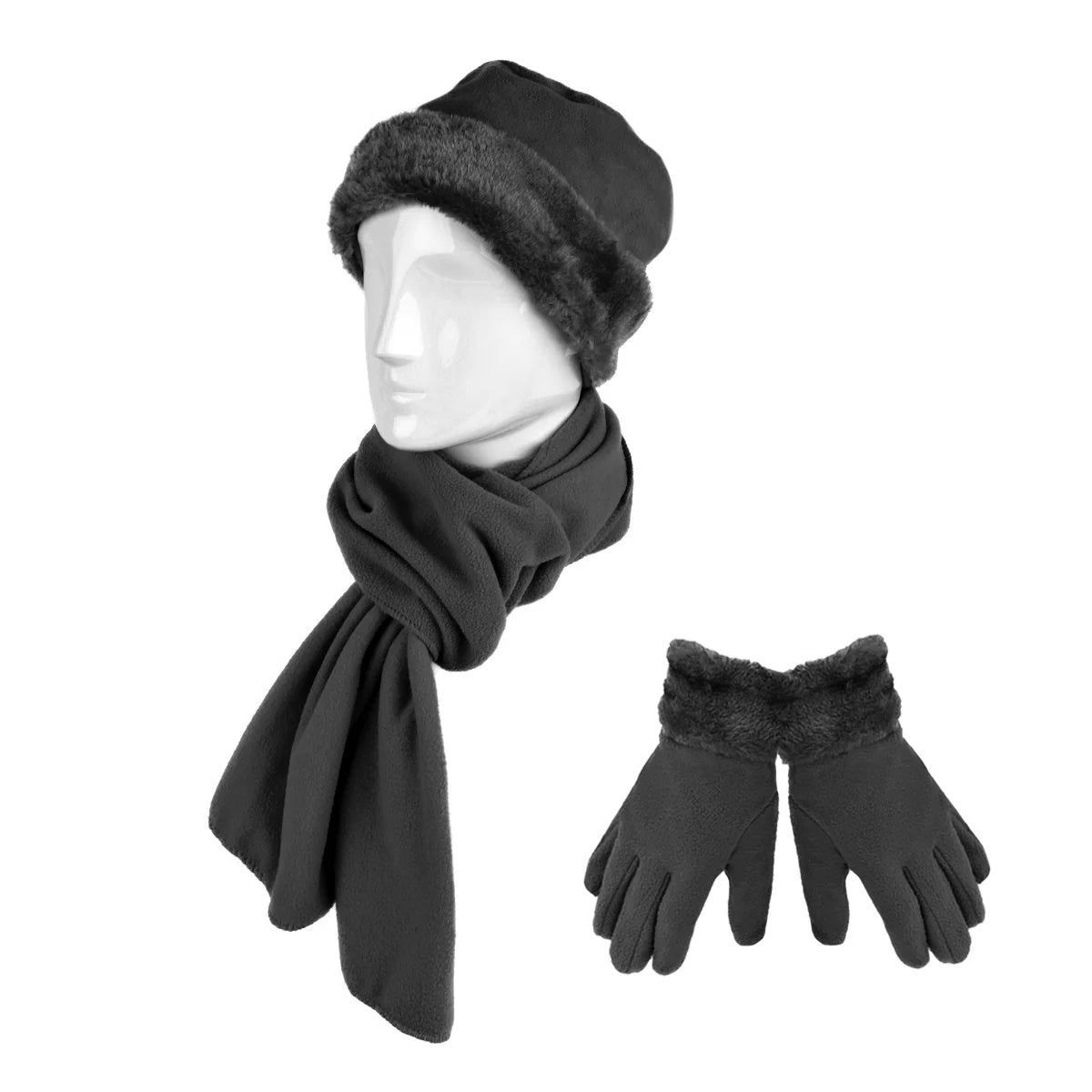 Women'S Warm Fleece Winter Set - Scarf, Hat, and Gloves Set