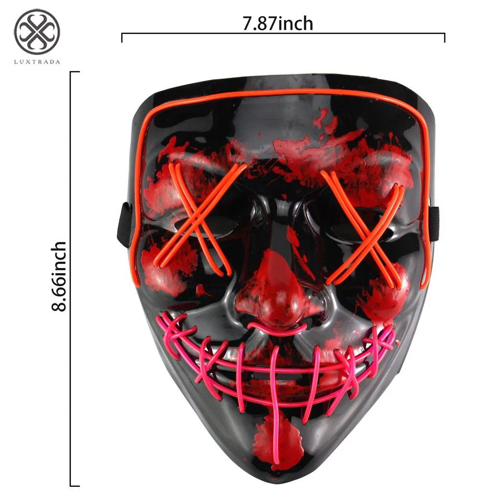 Clubbing Light up "Stitches" LED Mask Costume Halloween Rave Cosplay Party Xmas + AA Battery (Yellow&Purple)